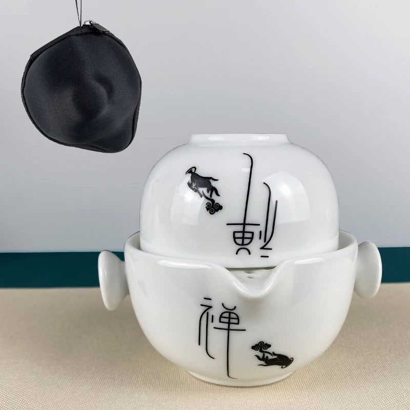 Ceramics Tea set Include 1 Pot 1 Cup, High Quality Elegant and Easy Gaiwan,Beautiful and Easy Teapot Kettle,kung Fu Teaset with