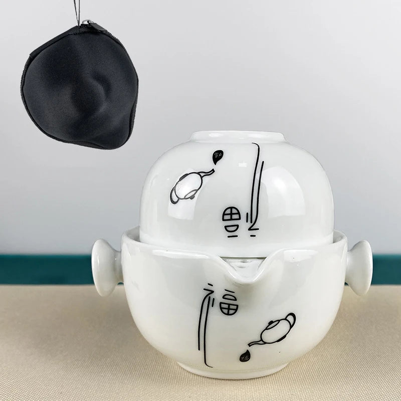 Ceramics Tea set Include 1 Pot 1 Cup, High Quality Elegant and Easy Gaiwan,Beautiful and Easy Teapot Kettle,kung Fu Teaset with