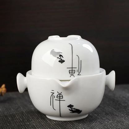 Ceramics Tea set Include 1 Pot 1 Cup, High quality elegant and easy gaiwan,Beautiful and easy teapot kettle,Free shipping