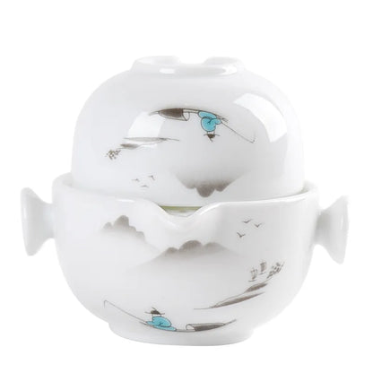 Ceramics Tea set Include 1 Pot 1 Cup, High quality elegant and easy gaiwan,Beautiful and easy teapot kettle,kung fu teaset