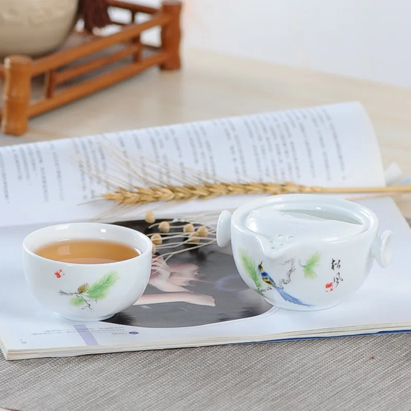 Ceramics Tea set Include 1 Pot 1 Cup, High quality elegant and easy gaiwan,Beautiful and easy teapot kettle,kung fu teaset