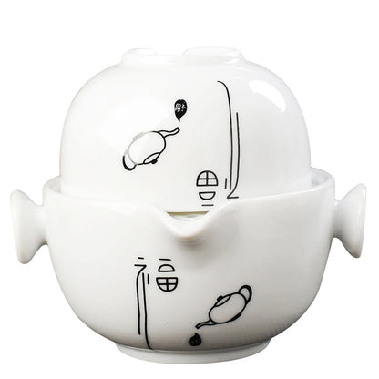 Ceramics Tea set Include 1 Pot 1 Cup, High quality elegant and easy gaiwan,Beautiful and easy teapot kettle,Free shipping