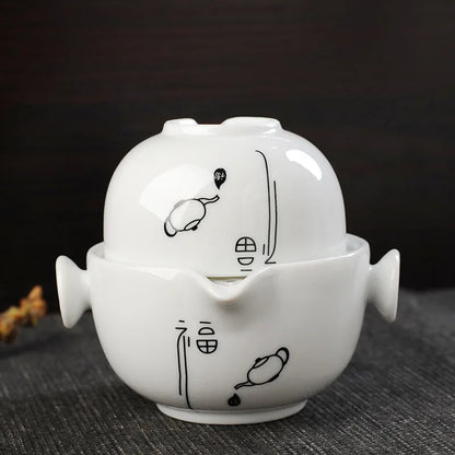 Ceramics Tea set Include 1 Pot 1 Cup, High quality elegant and easy gaiwan,Beautiful and easy teapot kettle,Free shipping