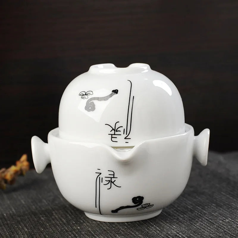 Ceramics Tea set Include 1 Pot 1 Cup, High quality elegant and easy gaiwan,Beautiful and easy teapot kettle,Free shipping