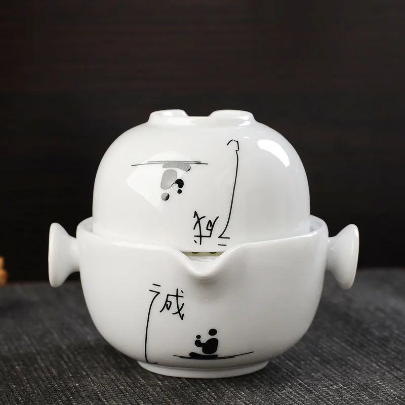 Ceramics Tea set Include 1 Pot 1 Cup, High quality elegant and easy gaiwan,Beautiful and easy teapot kettle,Free shipping