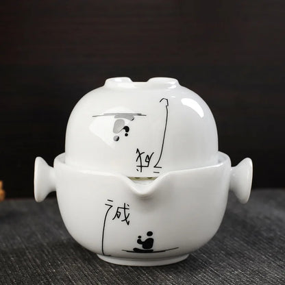 Ceramics Tea set Include 1 Pot 1 Cup, High quality elegant and easy gaiwan,Beautiful and easy teapot kettle,Free shipping
