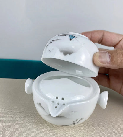 Ceramics Tea set Include 1 Pot 1 Cup, High quality elegant and easy gaiwan,Beautiful and easy teapot kettle,kung fu teaset