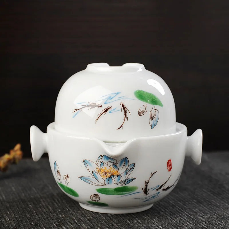 Ceramics Tea set Include 1 Pot 1 Cup, High quality elegant and easy gaiwan,Beautiful and easy teapot kettle,kung fu teaset