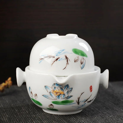 Ceramics Tea set Include 1 Pot 1 Cup, High quality elegant and easy gaiwan,Beautiful and easy teapot kettle,kung fu teaset