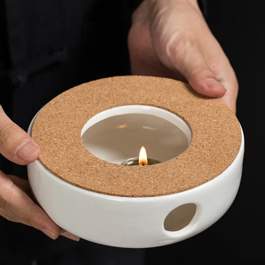 Ceramics Teapot Warmer Heat-resistant Portable Teaware Heating Base Stable Hollow-out Table Decoration for Hot Milk Coffee Water