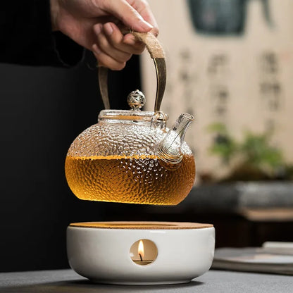 Ceramics Teapot Warmer Heat-resistant Portable Teaware Heating Base Stable Hollow-out Table Decoration for Hot Milk Coffee Water