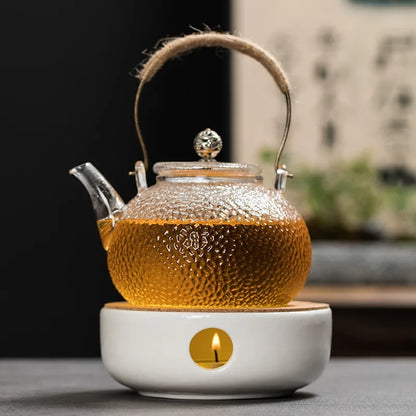 Ceramics Teapot Warmer Heat-resistant Portable Teaware Heating Base Stable Hollow-out Table Decoration for Hot Milk Coffee Water