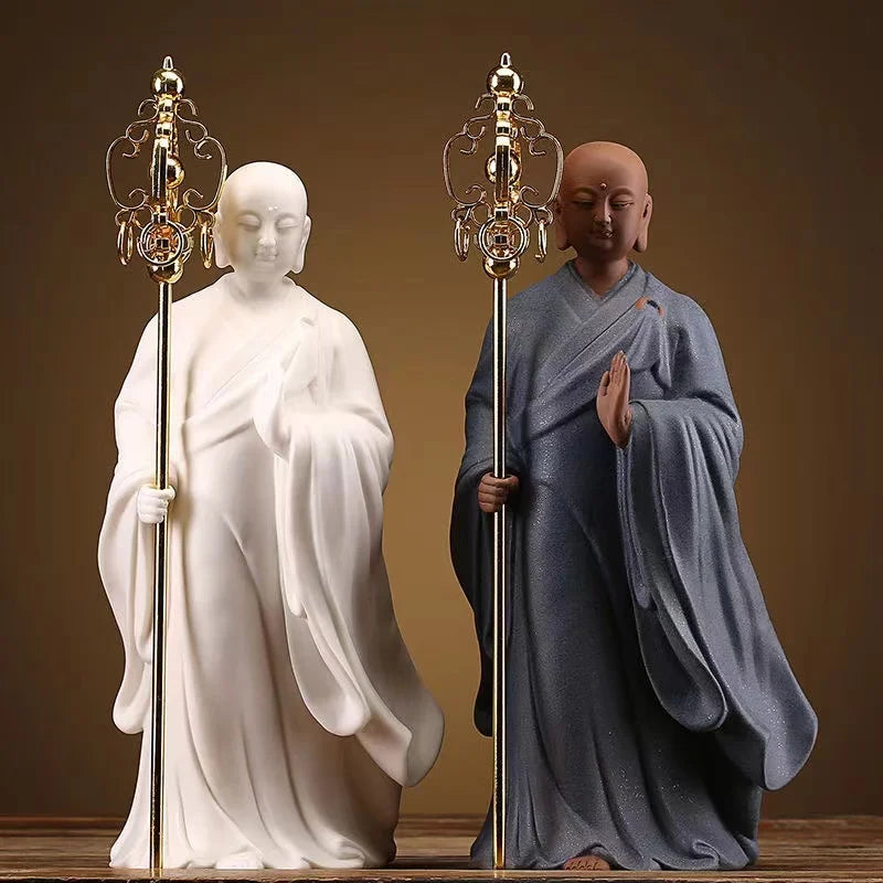 Ceramics Tibetan King Characters Lucky Statue Ceramic Handmade Sculpture High quality  Home Living Room, Office Feng Shui Statue