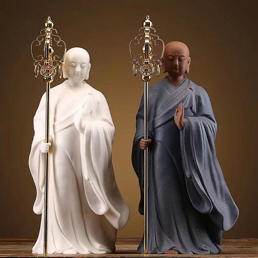 Ceramics Tibetan King Characters Lucky Statue Ceramic Handmade Sculpture High quality  Home Living Room, Office Feng Shui Statue