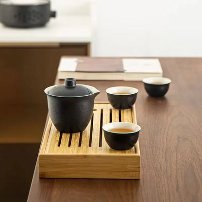Ceramics Travel Tea set Include 1 Pot 3 TeaCup, High quality elegant gaiwan,Beautiful easy teapot kettle,kung fu teaset cup