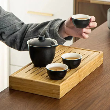 Ceramics Travel Tea set Include 1 Pot 3 TeaCup, High quality elegant gaiwan,Beautiful easy teapot kettle,kung fu teaset cup