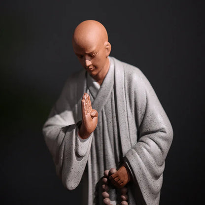 Ceramics Zen little monk Characters Decorative Statue Chinese Buddha Statues Luxury Home Room Office Art Statue 20cm