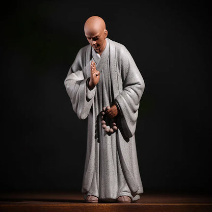 Ceramics Zen little monk Characters Decorative Statue Chinese Buddha Statues Luxury Home Room Office Art Statue 20cm