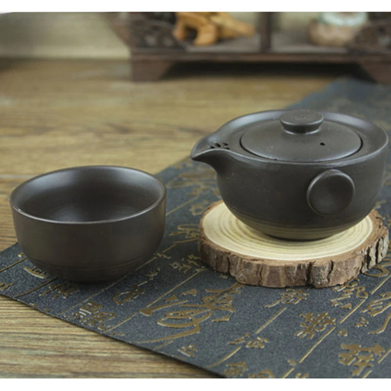 Ceramics black Tea set Include 1 Pot 1 Cup, Travel teapot  elegant gaiwan,Beautiful and easy teapot kettle,kung fu teaset