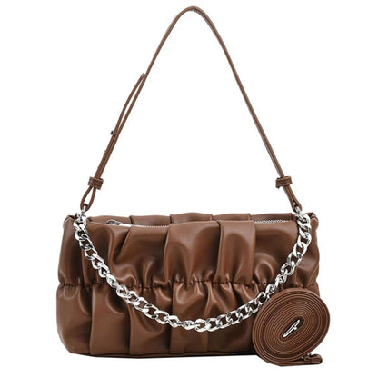 Chain Shoulder Bag Underarm Tote Pleated Shoulder Tote Bag for Girl Dating Work