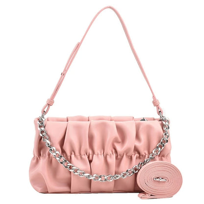 Chain Shoulder Bag Underarm Tote Pleated Shoulder Tote Bag for Girl Dating Work