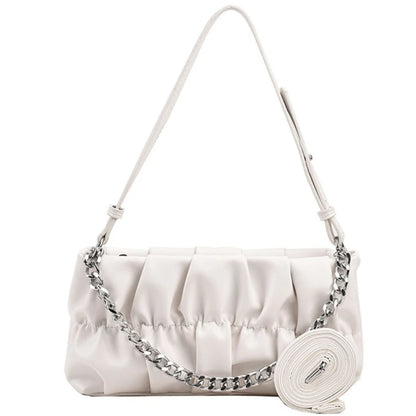 Chain Shoulder Bag Underarm Tote Pleated Shoulder Tote Bag for Girl Dating Work