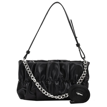 Chain Shoulder Bag Underarm Tote Pleated Shoulder Tote Bag for Girl Dating Work