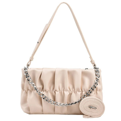 Chain Shoulder Bag Underarm Tote Pleated Shoulder Tote Bag for Girl Dating Work