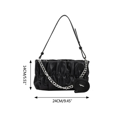 Chain Shoulder Bag Underarm Tote Pleated Shoulder Tote Bag for Girl Dating Work