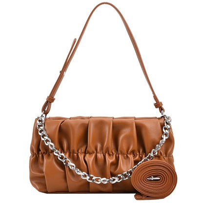 Chain Shoulder Bag Underarm Tote Pleated Shoulder Tote Bag for Girl Dating Work