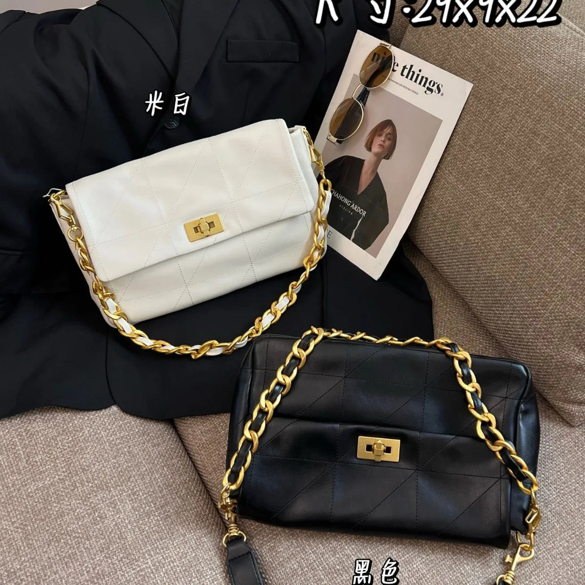 Chain bag 2024 early spring new handbag shoulder bag simple crossbody bag luxury handbags