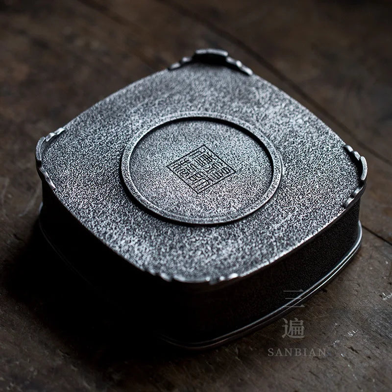 Chaozhou Kombucha Props Pure Tin Old Pot Tray Retro Pot Tray Draining Teapot Platform Japanese round Jianshui Tea Boat