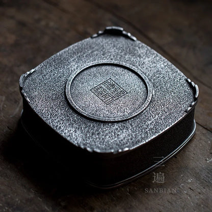 Chaozhou Kombucha Props Pure Tin Old Pot Tray Retro Pot Tray Draining Teapot Platform Japanese round Jianshui Tea Boat