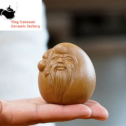 Character Model Statue Ornaments Chinese Yixing Purple Clay Tea Pet Handmade Sculpture Crafts Desktop Tea Set Decoration Art