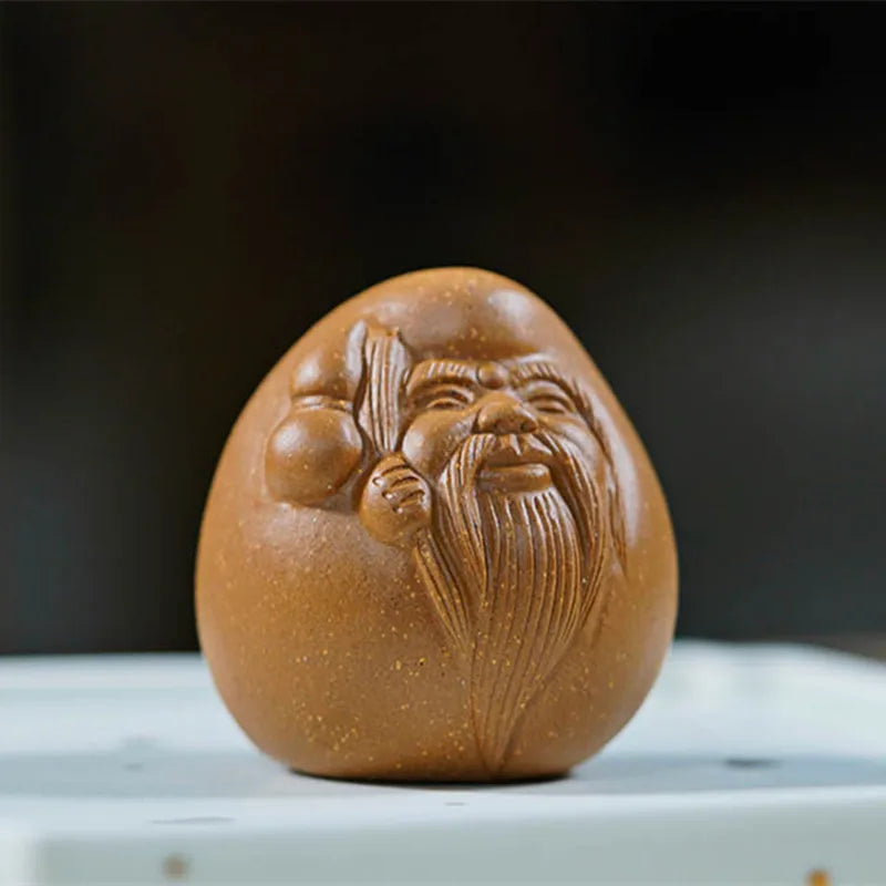 Character Model Statue Ornaments Chinese Yixing Purple Clay Tea Pet Handmade Sculpture Crafts Desktop Tea Set Decoration Art