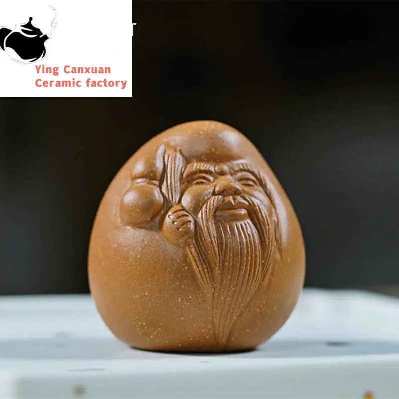 Character Model Statue Ornaments Chinese Yixing Purple Clay Tea Pet Handmade Sculpture Crafts Desktop Tea Set Decoration Art