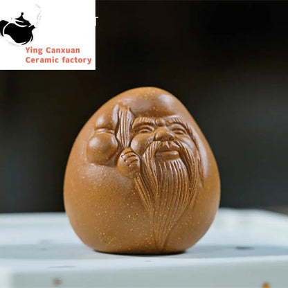 Character Model Statue Ornaments Chinese Yixing Purple Clay Tea Pet Handmade Sculpture Crafts Desktop Tea Set Decoration Art