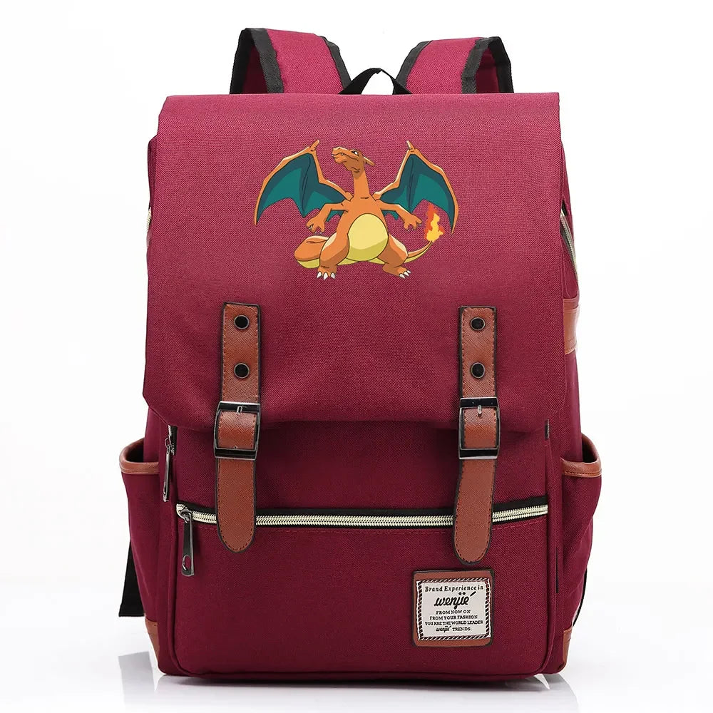 Charmander Charizard Gengar Boys Girls Kids Student School Book Bags Teenagers Canvas Women Bagpack Men Laptop Travel Backpack