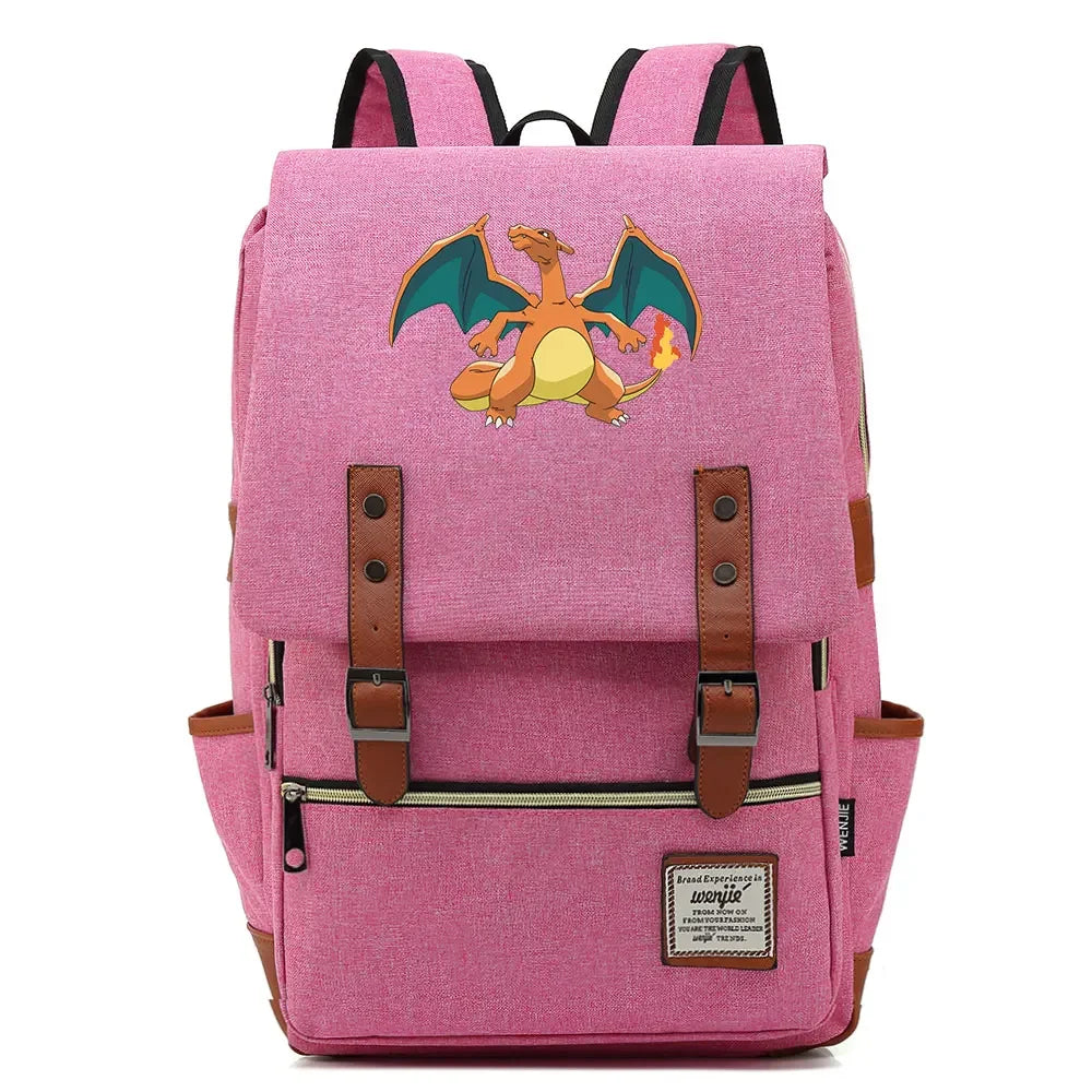 Charmander Charizard Gengar Boys Girls Kids Student School Book Bags Teenagers Canvas Women Bagpack Men Laptop Travel Backpack