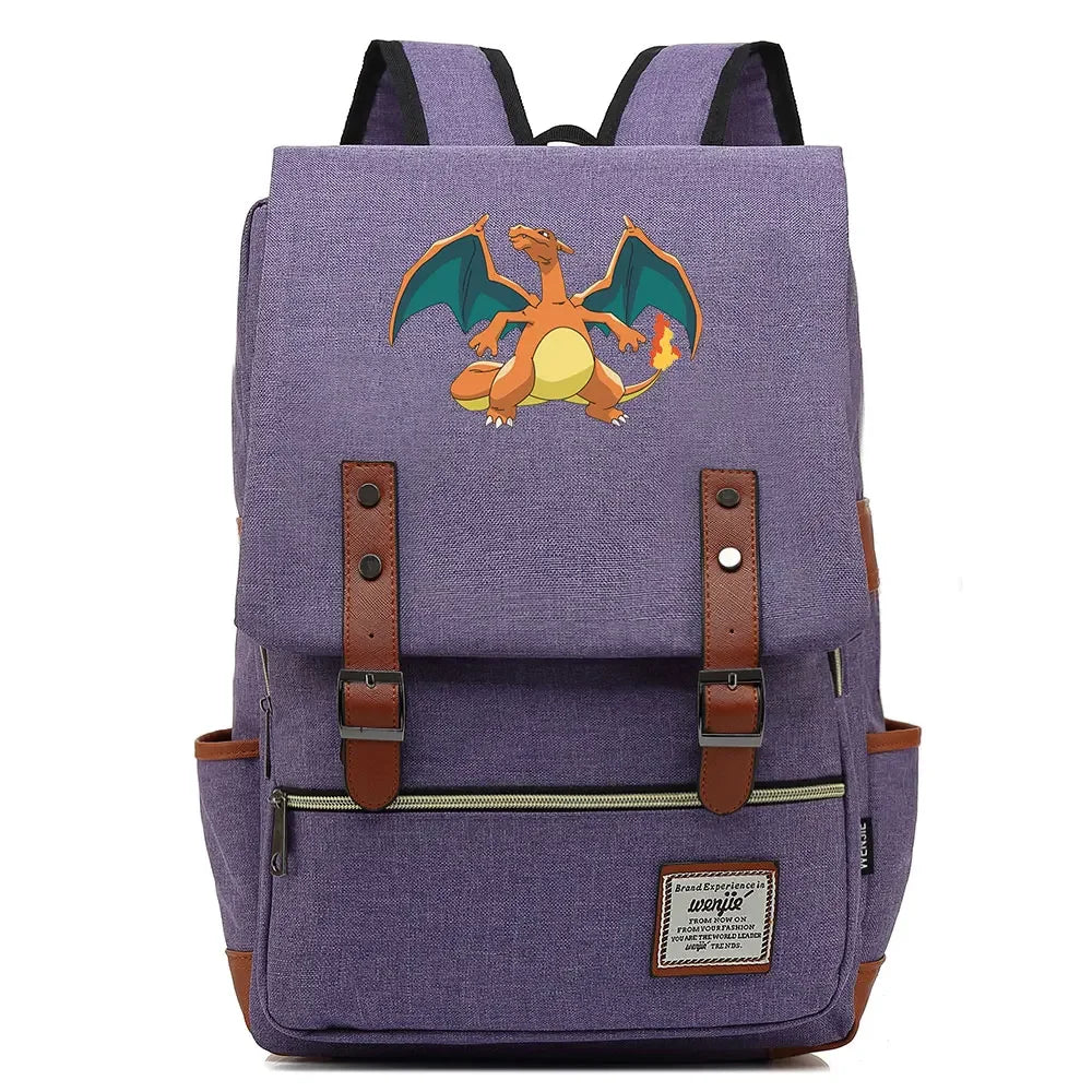 Charmander Charizard Gengar Boys Girls Kids Student School Book Bags Teenagers Canvas Women Bagpack Men Laptop Travel Backpack