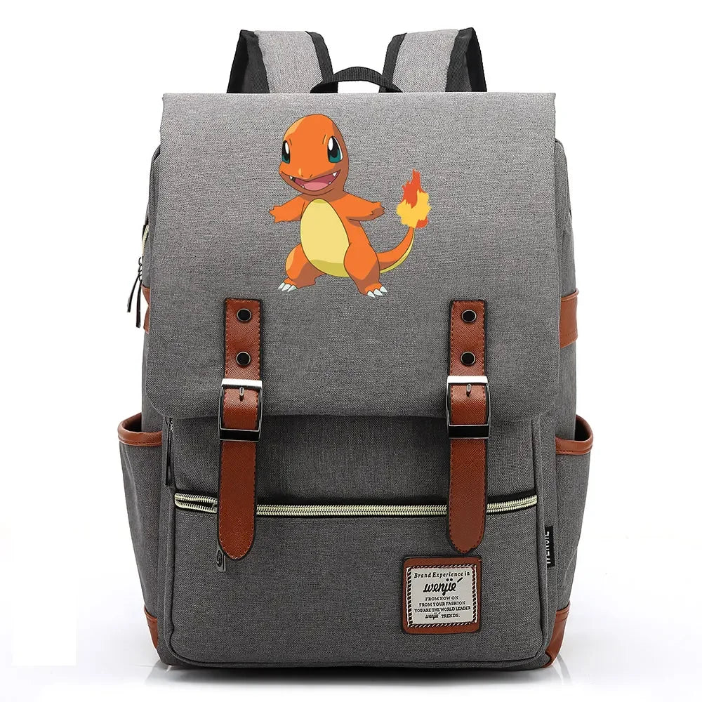 Charmander Charizard Gengar Boys Girls Kids Student School Book Bags Teenagers Canvas Women Bagpack Men Laptop Travel Backpack