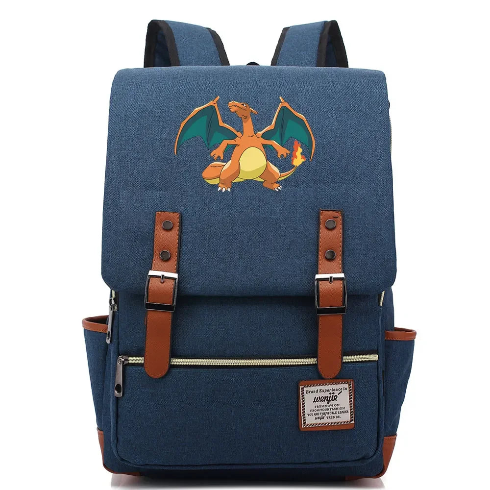 Charmander Charizard Gengar Boys Girls Kids Student School Book Bags Teenagers Canvas Women Bagpack Men Laptop Travel Backpack