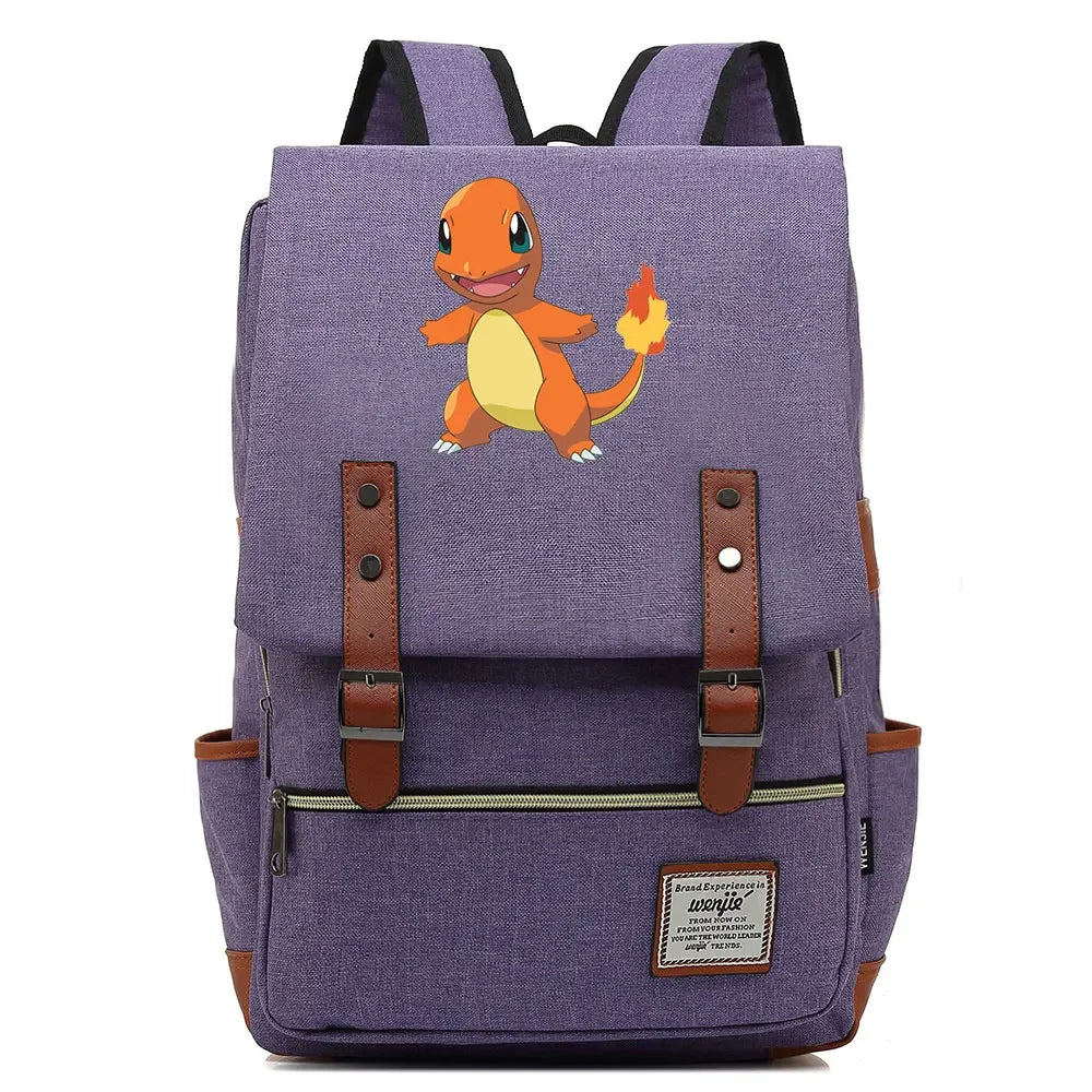Charmander Charizard Gengar Boys Girls Kids Student School Book Bags Teenagers Canvas Women Bagpack Men Laptop Travel Backpack