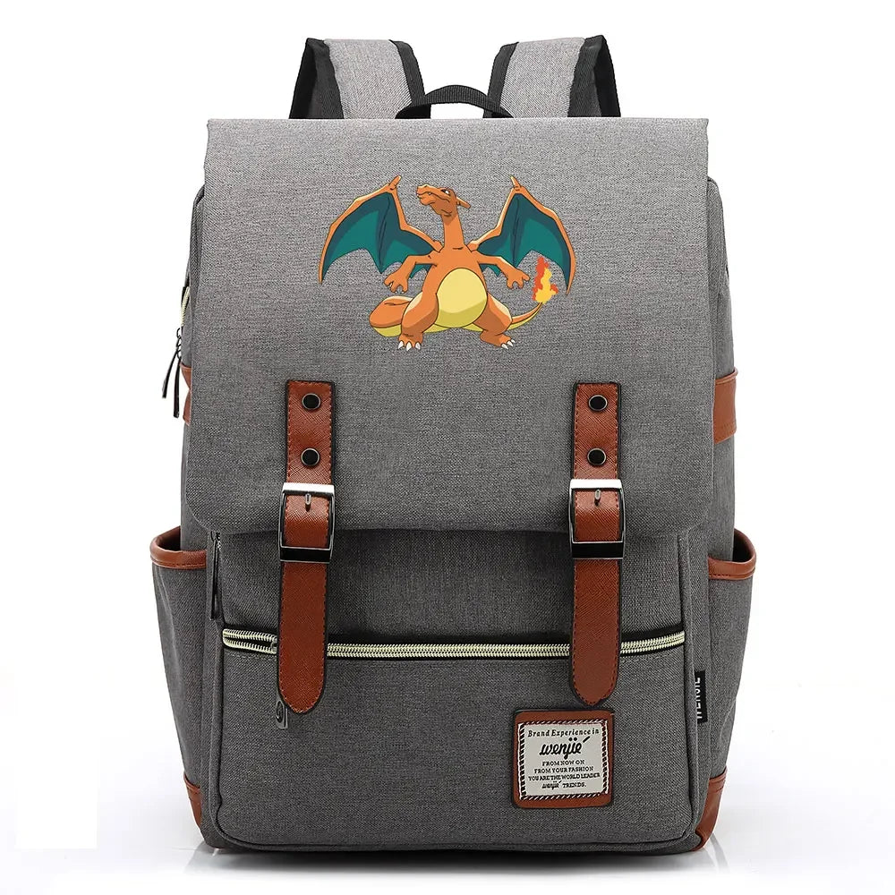 Charmander Charizard Gengar Boys Girls Kids Student School Book Bags Teenagers Canvas Women Bagpack Men Laptop Travel Backpack