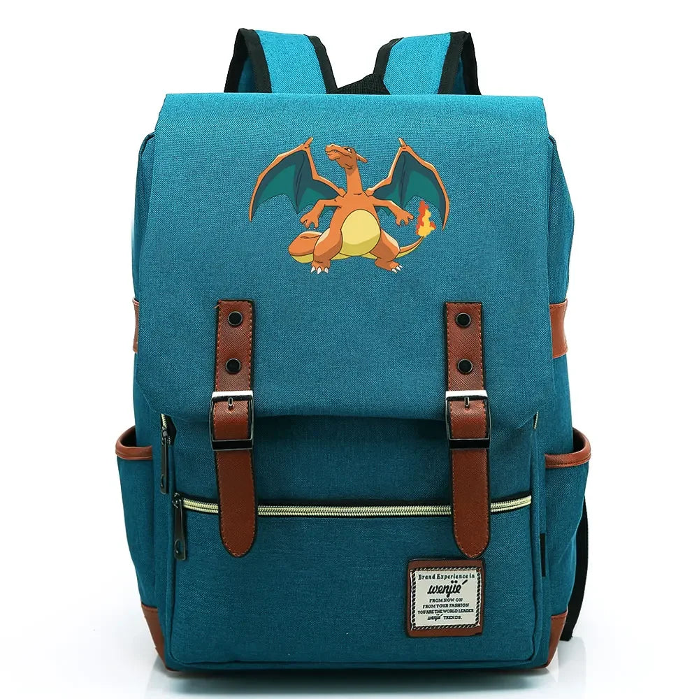 Charmander Charizard Gengar Boys Girls Kids Student School Book Bags Teenagers Canvas Women Bagpack Men Laptop Travel Backpack