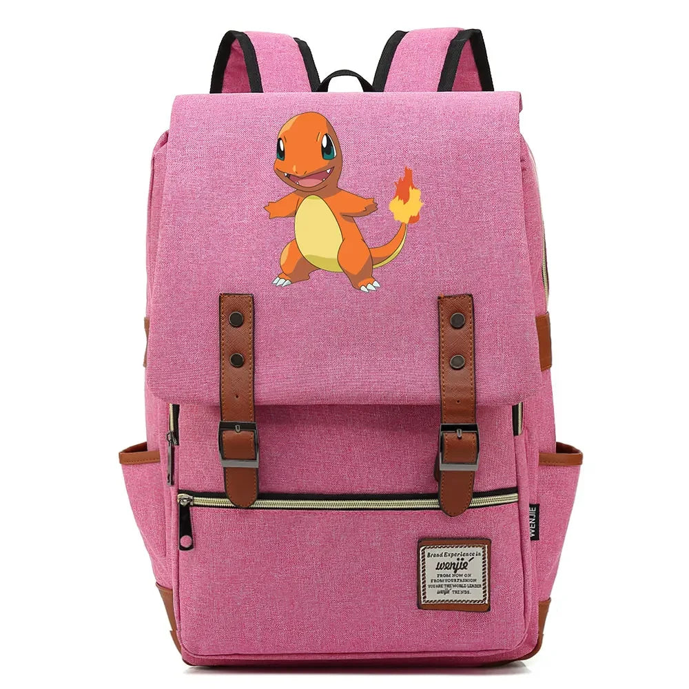 Charmander Charizard Gengar Boys Girls Kids Student School Book Bags Teenagers Canvas Women Bagpack Men Laptop Travel Backpack