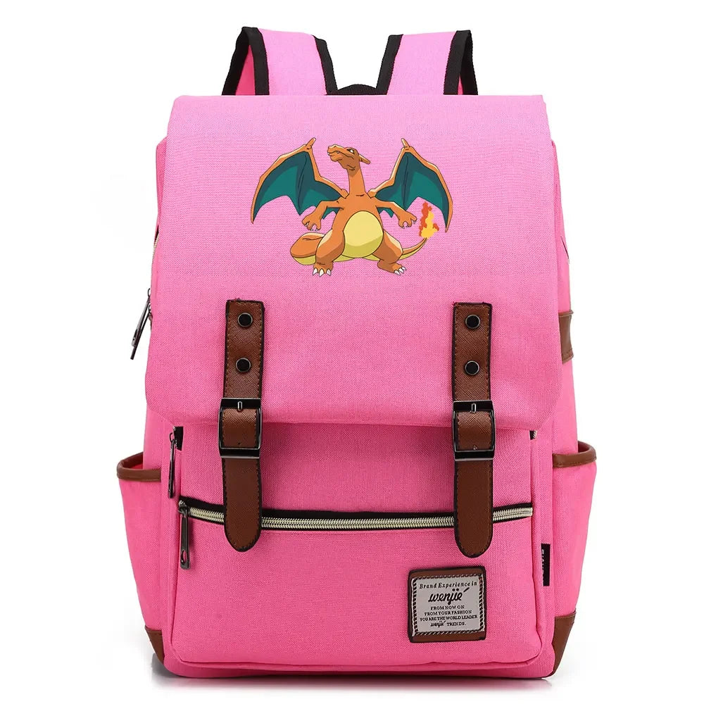 Charmander Charizard Gengar Boys Girls Kids Student School Book Bags Teenagers Canvas Women Bagpack Men Laptop Travel Backpack