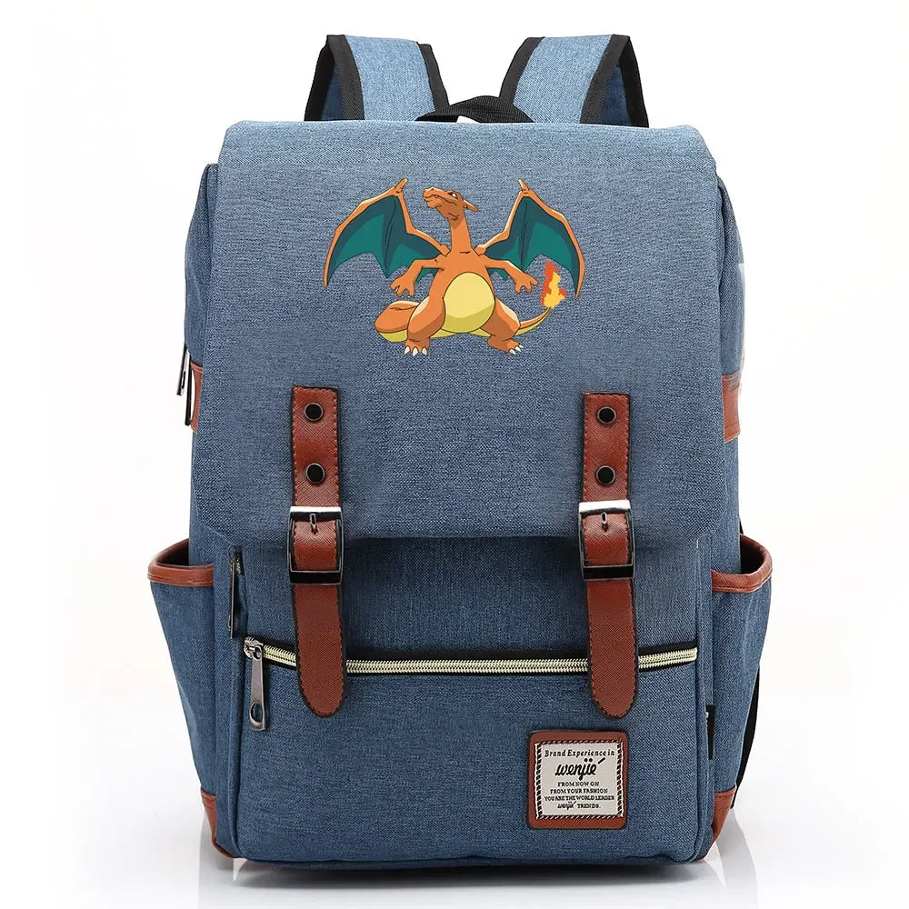 Charmander Charizard Gengar Boys Girls Kids Student School Book Bags Teenagers Canvas Women Bagpack Men Laptop Travel Backpack