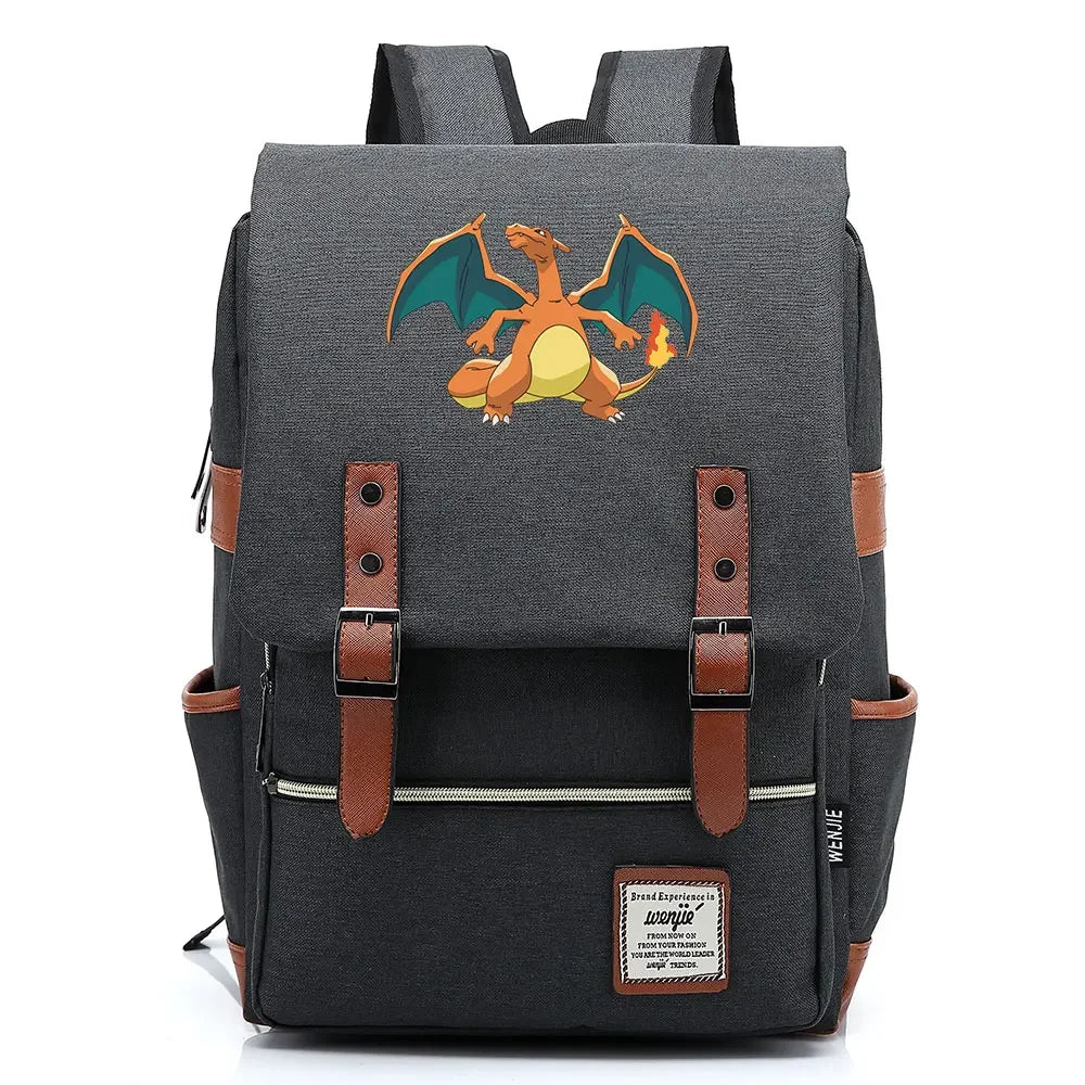 Charmander Charizard Gengar Boys Girls Kids Student School Book Bags Teenagers Canvas Women Bagpack Men Laptop Travel Backpack