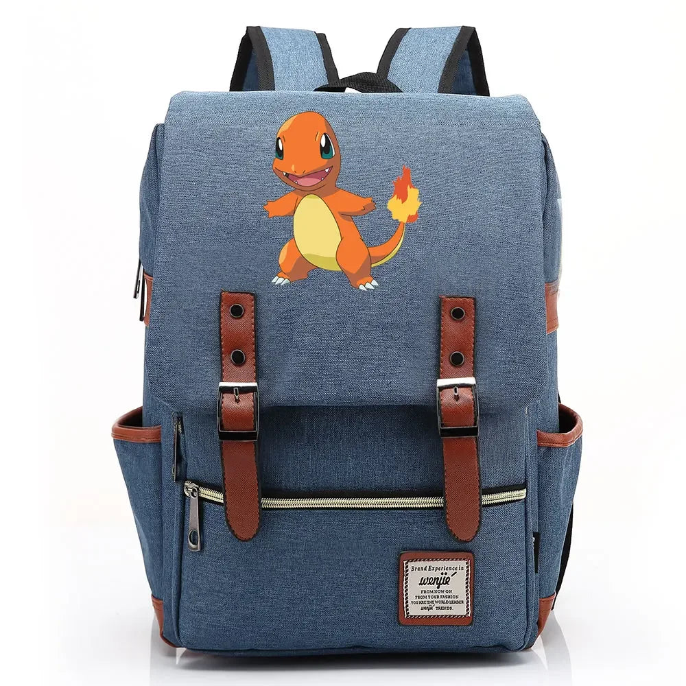 Charmander Charizard Gengar Boys Girls Kids Student School Book Bags Teenagers Canvas Women Bagpack Men Laptop Travel Backpack